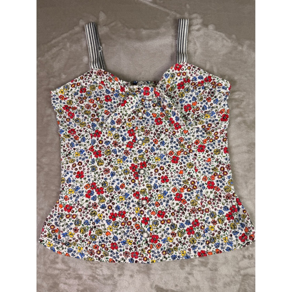 Anthropologie Postage Stamp 9-H1 Floral Button Camisole Top Large Multi Color